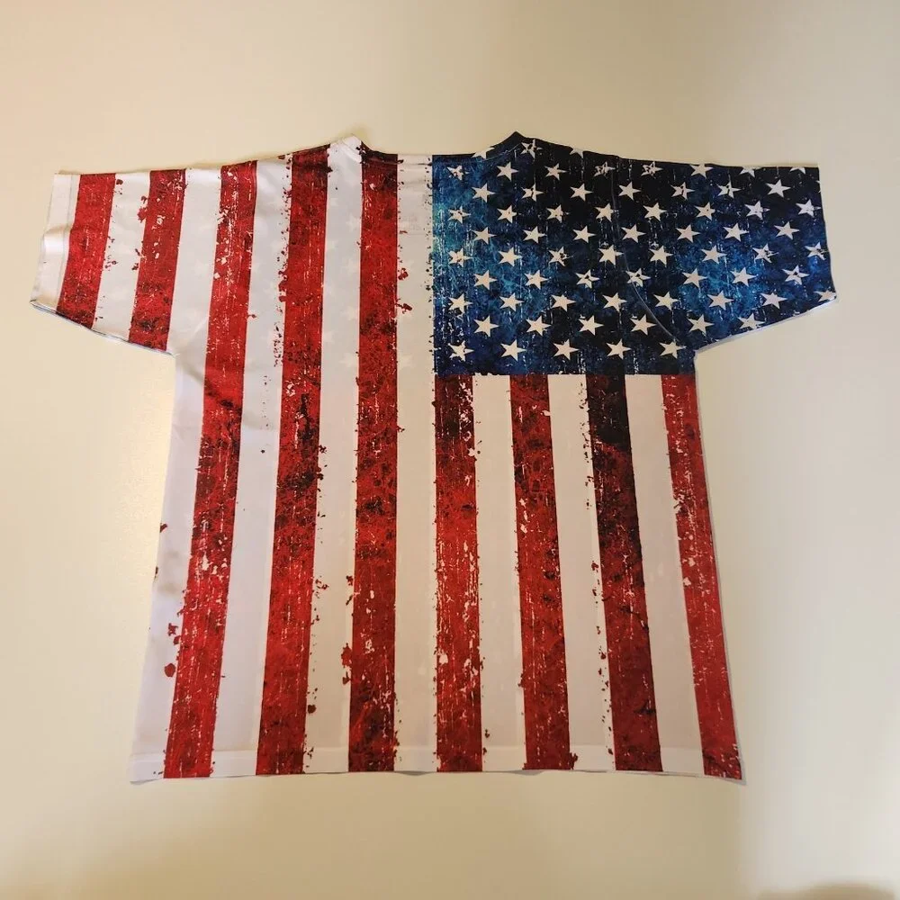 American‎ Summer Clothing American Flag T-Shirt Wrap Around Graphic Medium NEW